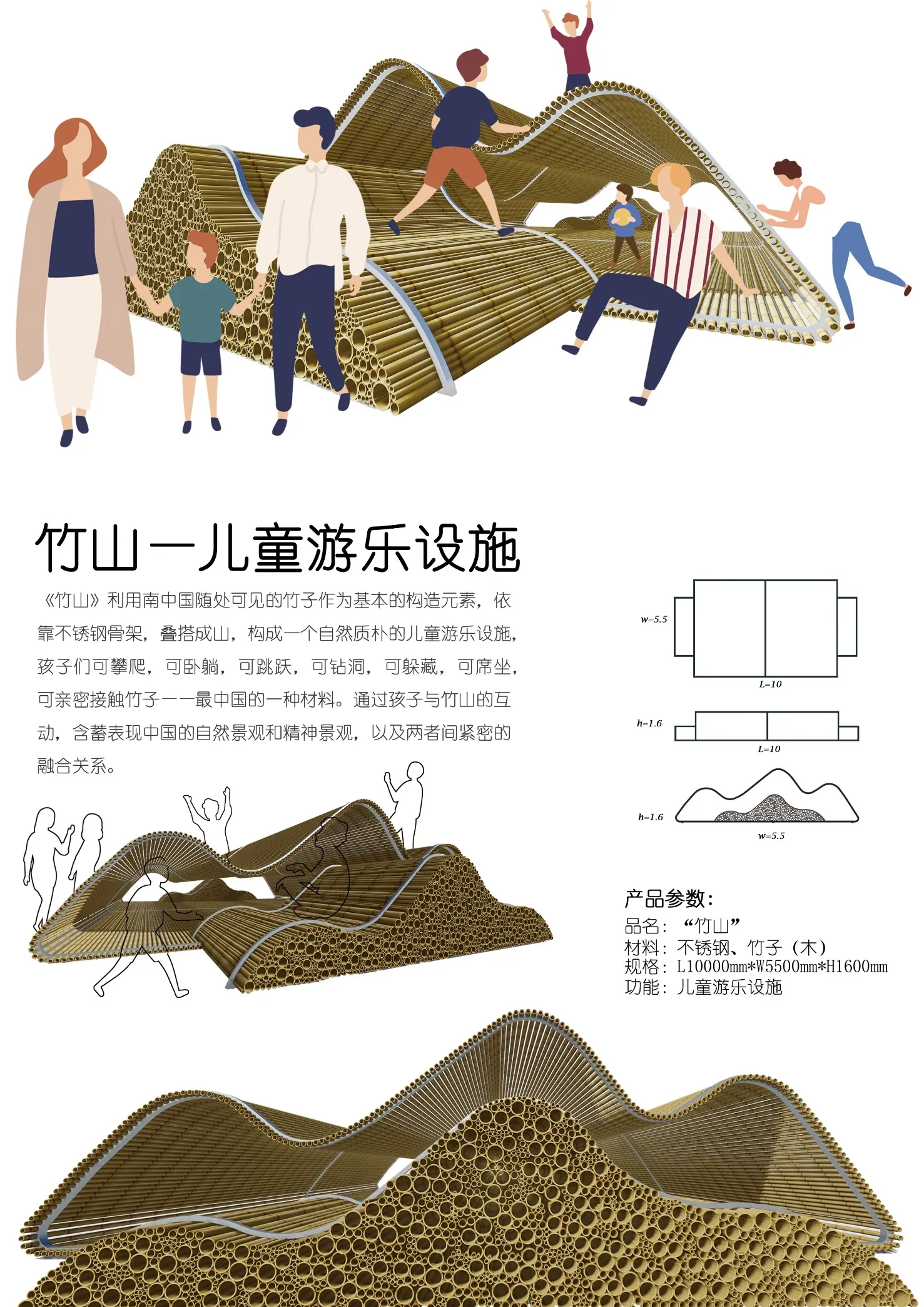 Presentation board for the bamboo play structures